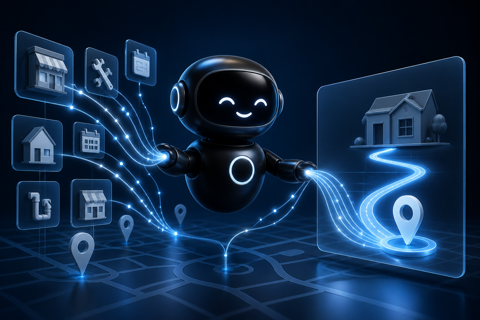 Deploy Agentic robot aligning service area, schedule, business, and location signals into one answer path